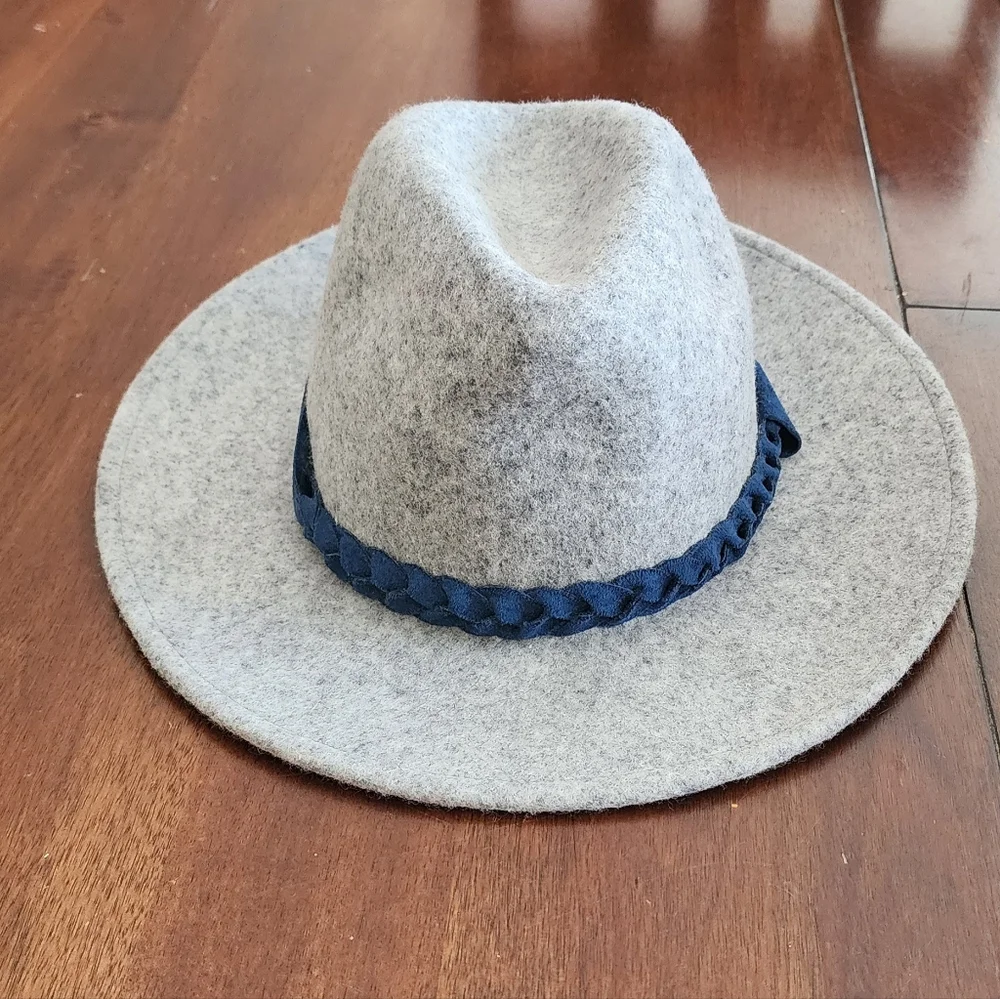 Nautica Grey Wool With‎ Faux Suede Braided Hatband Sz S